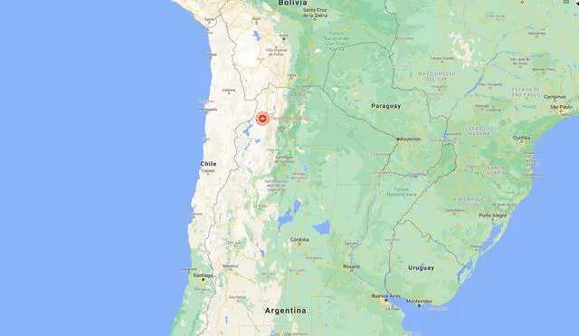 El sismo se sintió en Chile, Bolivia y Paraguay. Foto: Captura Google Maps