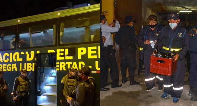 Los detenidos fueron llevados a la comisaría de El Alambre en un ómnibus policial y patrulleros. Foto: cortesía