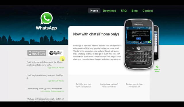 WhatsApp era muy diferente a como es hoy en día en sus inicios como app exclusiva para iPhone. Foto: YouTube/Old Wide Web