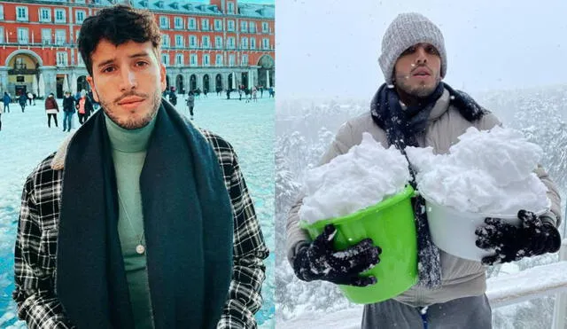 Sebastián Yatra se encuentra en plena tormenta de nieve en Madrid. Foto: composición Sebastián Yatra/ Instagram