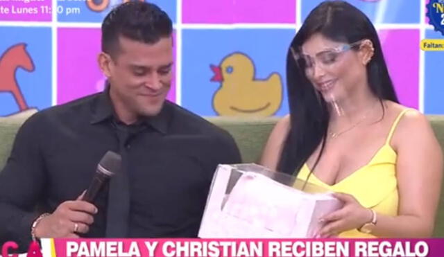 Christian Domínguez y Pamela franco celebran baby shower en En boca de todos. Foto: captura de América TV