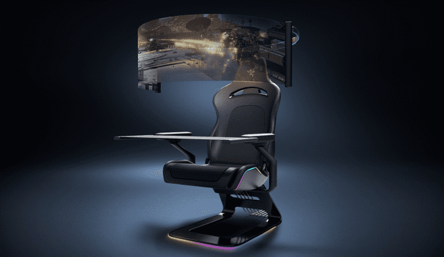 La silla puede brindar imágenes panorámicas con su pantalla OLED desplegable de 60 pulgadas. Foto: Razer