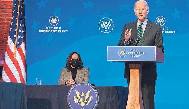 Demócratas. Biden y Harris asumirán el Ejecutivo con EEUU como la nación con más contagios y decesos por la pandemia. Foto: AFP