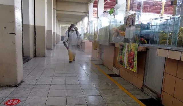 Mercado San Camilo de Arequipa tuvo jornada de desinfección. Foto: Municipalidad de Arequipa