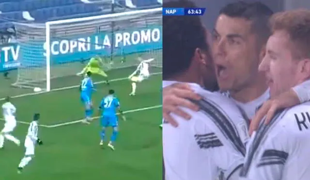 De media vuelta Cristiano Ronaldo abrió el marcador en el duelo entre Juventus y Napoli. Foto: Captura Supercopa de Italia