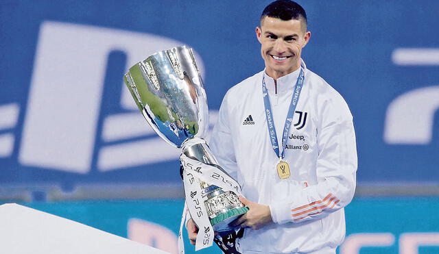 Feliz. Cristiano Ronaldo celebra un nuevo récord el mismo día que suma un título más en su carrera: la Supercopa de Italia. Foto: difusión