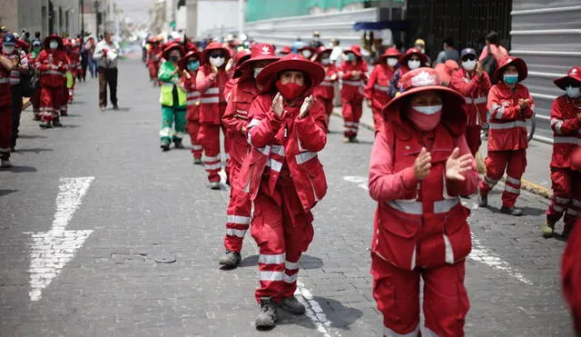 Obreros de la municipalidad de Arequipa participaron en manifestación. Foto: Rodrigo Talavera/La República
