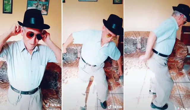 El señor sorprendió a los usuarios con un zapateo al final de la canción y se hizo viral en redes. Foto: captura de TikTok