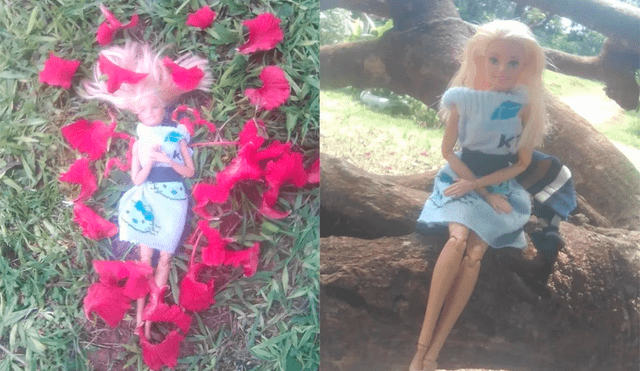 Una niña de nueve años realizó una sesión fotográfica a su muñeca Barbie. Foto: captura de Facebook