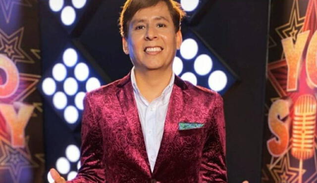 Hugo Apaza, imitador de Ricardo Montaner, en el set de Yo soy, grandes batallas. Foto: Hugo Apaza, Instagram