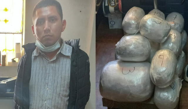 El hombre y la droga fueron trasladados al Área Antidrogas de Trujillo para las investigaciones. Foto: PNP
