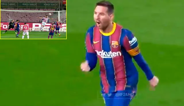 Lionel Messi marcó un golazo de tiro libre y puso adelante al FC Barcelona. Foto: captura de DirecTV Sports