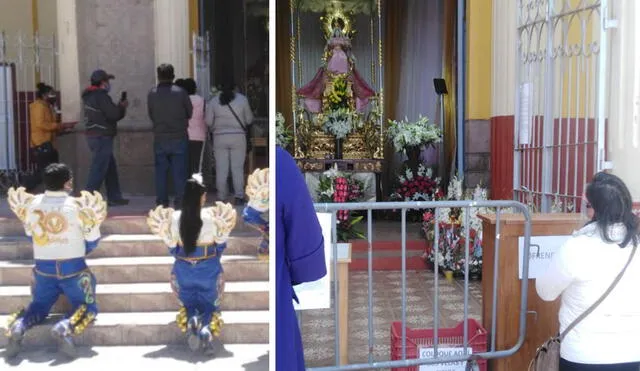 Fieles elevan sus súplicas y alabanzas a la Virgen de la Candelaria. Foto: Andina