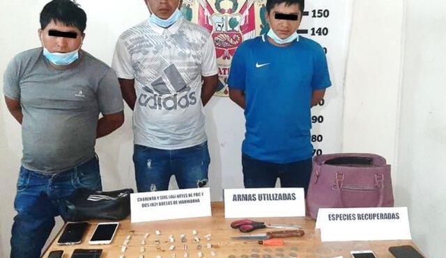 Se les encontró armas punzocortantes, drogas y objetos robados. Foto: PNP
