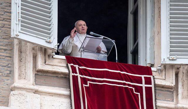 Francisco el domingo 7 de febrero durante la oración semanal del Ángelus. Foto: Vaticano/AFP