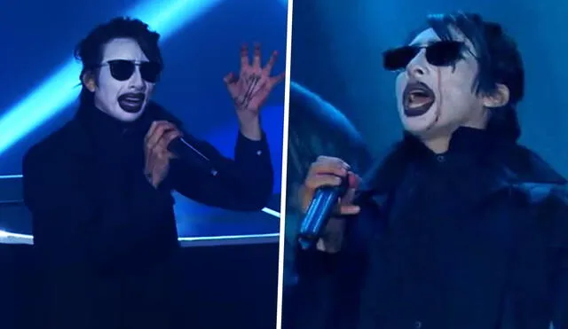 Imitador de Marilyn Manson cantando en el escenario de Yo soy. Foto: captura de Latina