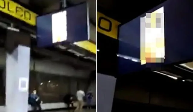 El video con contenido pornográfico fue difundido en una sola pantalla de las 195 que están instaladas en varias estaciones del Metro. Foto: captura video