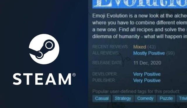 La intención del desarrollador era confundir a los usuarios para que piensen que todos juegos fueron calificados como “muy positivos”. Foto: Steam