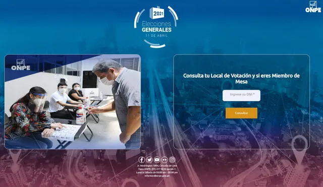 Podrás conocer si eres miembro de mesa y tu local de votación. Foto: Captura web Consulta tu local