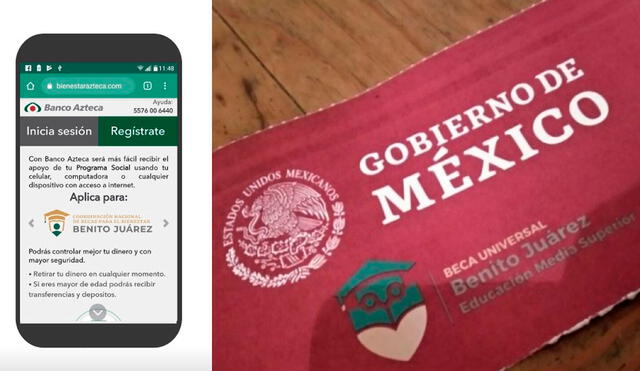 La app Bienestar Azteca permite la entrega virtual de la Beca Benito Juárez para evitar contagios. Foto: composición/Twitter