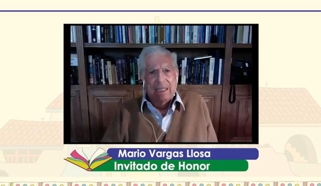 Los saludos. Vargas Llosa desde Madrid. Foto: captura Facebook FELIZH