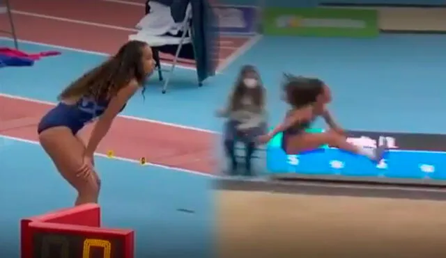 Atleta española María Vicente hizo su mejor salto, pero marca fue borrada por equivocación. Foto: captura TDP