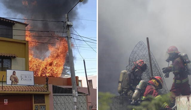 Fuego se suscitó en inmueble ubicado a un lado de casa de reposo. Bomberos sofocaron las llamas. Fotos: Rodrigo Talavera