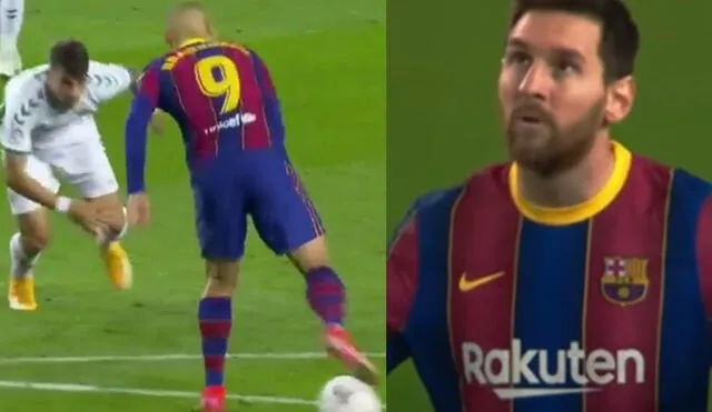 Messi pone el 1-0 tras pase de taco de Braithwaite. Foto: Composición GLR/ESPN 2