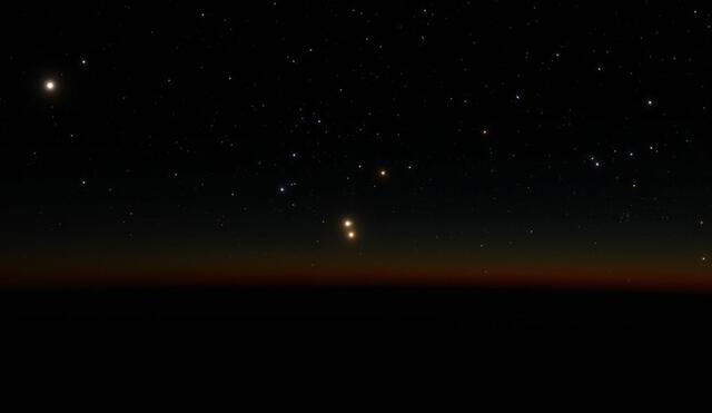Conjunción de Júpiter y Mercurio captada en 2018. Foto: Observatorio Europeo Austral (ESO)