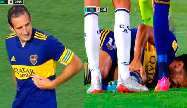 Eduardo Salvio y Carlos Izquierdoz jugaron cerca de media hora en el partido entre Boca Juniors y Sarmiento. Foto: captura de ESPN
