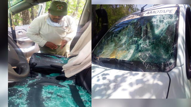 Camioneta de guardaparques fue destruida por taladores ilegales. Foto: Sernanp