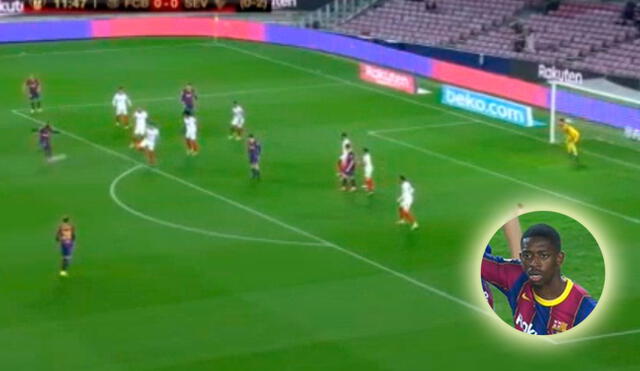 Dembele puso el 1-0 del Barcelona ante el Sevilla por la vuelta de semifinales de Copa del Rey 2020. Foto: captura Flashcore