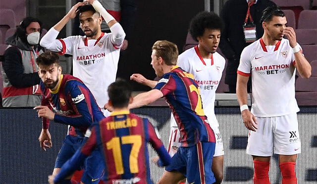 FC Barcelona y Sevilla juegan por la semifinal de vuelta de la Copa del Rey. Foto: AFP