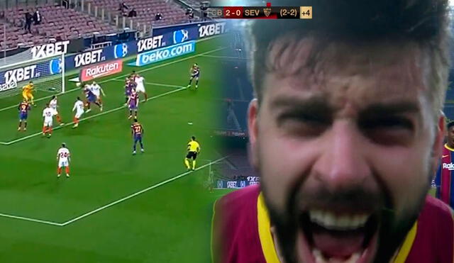 Piqué anotó el 2-0 del Barcelona ante el Sevilla por semis de Copa del Rey. Foto: captura DirecTV Sports