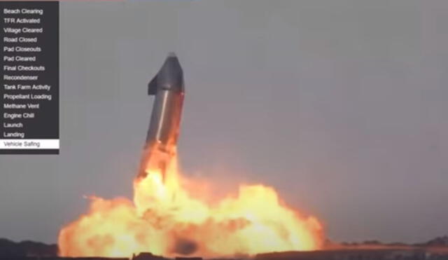 Esta es la tercera vez que un prototipo Starship de SpaceX intenta completar un aterrizaje en pruebas. Foto: captura video YouTube