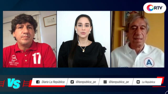 Debate entre Jean Ferrari del partido Victoria Nacional y Germán Leguía de Alianza para el Progreso en #VersusElectoral. Foto: captura/RTV