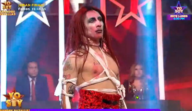 ‘Marilyn Manson’ clasificó para la gran final de Yo soy, grandes batallas con dos de los tres votos del jurado. Foto: captura Yo soy / Latina.