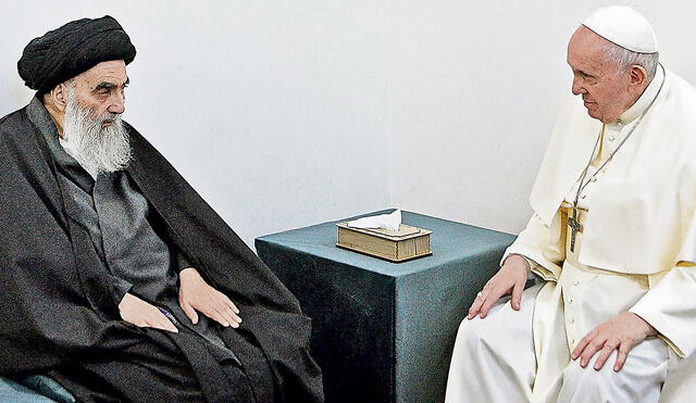 Inédito. El pontífice agradeció al ayatolá por "levantar la voz en defensa de los más débiles". Foto: AFP