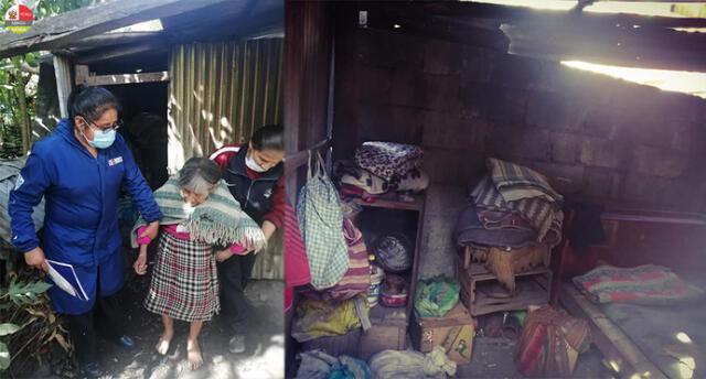 Mujer vivía en completo abandono y en una vivienda precaria. Foto: Red de salud Sandia