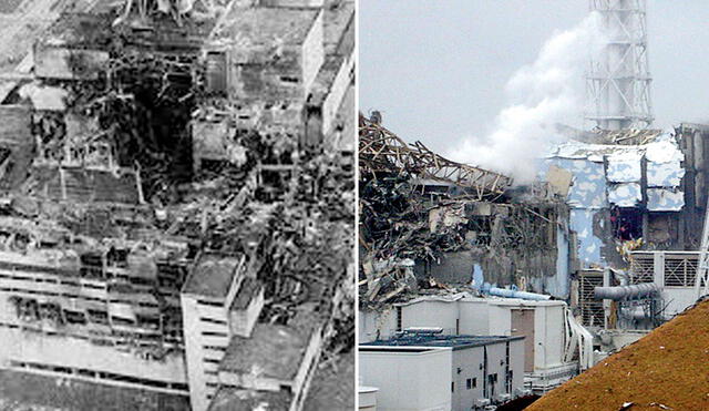 Los accidentes nucleares de Chernóbil (Ucrania, 26 de abril de 1986) y Fukushima (Japón, 11 de marzo de 2011). Foto: Wikipedia / Britannica