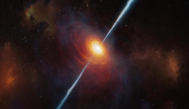 El cuásar recibió el nombre de P172+18 y se ha observado cómo se manifestaba su energía cuando el universo tenía solo 780 millones de años. Foto: Observatorio Europeo Austral (ESO) / M. Kornmesser