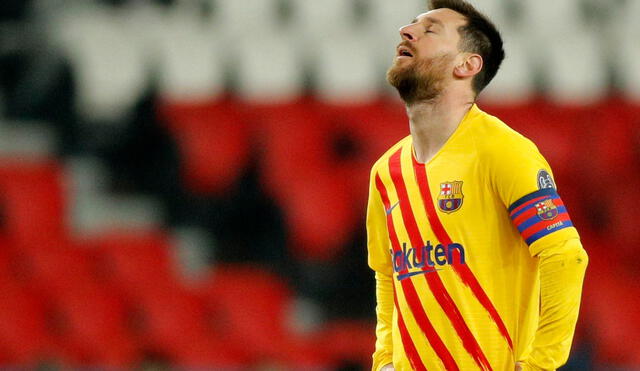 Messi falló un penal ante el PSG en el partido de vuelta por los octavos de final de Champions League. Foto: EFE/Yoan Valat