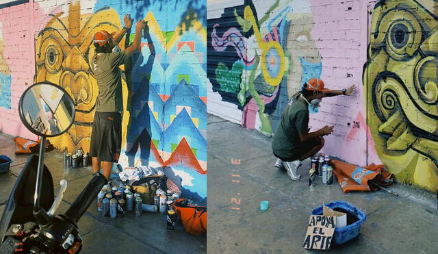 Joven viene realizando murales que tengan mensajes de cultura e historia. Foto: cortesía