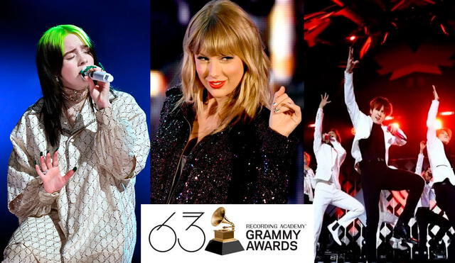 Billie Eilish, Taylor Swift y BTS estarán en los Grammys 2021. Foto: composición/AFP/Grammys