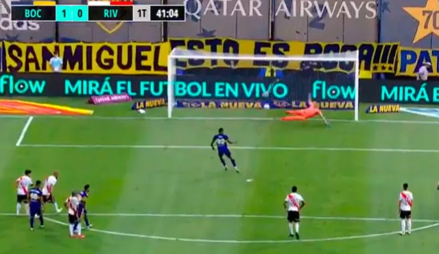 Villa abrió el marcador desde los doce pasos en La Bombonera. Foto: captura/ESPN