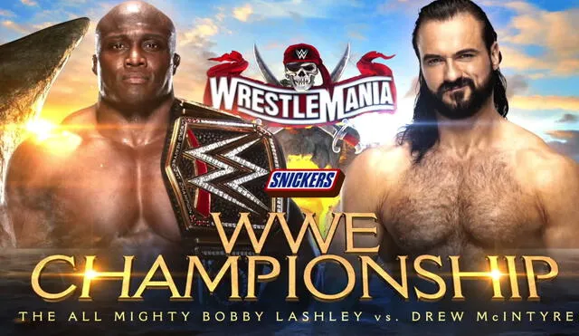 Bobby Lashley defenderá el título mundial de WWE ante Drew McIntyre en WrestleMania 37. Foto: WWE