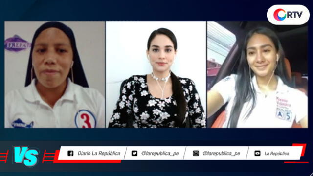 Debate entre Irma Palomino Gavilán, del partido Frepap, y Konnie Vidaurre, de Alianza para el Progreso, en #VersusElectoral. Foto: captura/RTV