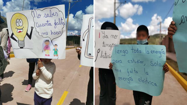 Niños tomaron las calles para protestar por el servicio de energía eléctrica. Foto: La República