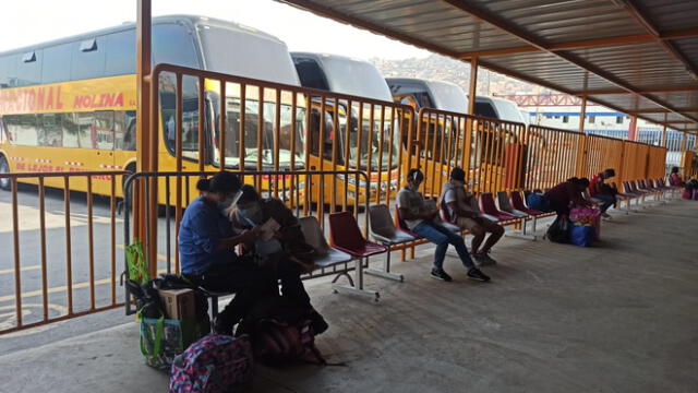 Los buses que realizan el servicio interprovincial con destino a la sierra y a la selva central lucen habilitados en el terminal terrestre. Foto: César Zorrilla/URPI-GLR