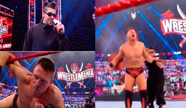 Bad Bunny se vengó de The Miz en Raw al atacarlo por la espalda. Foto: WWE